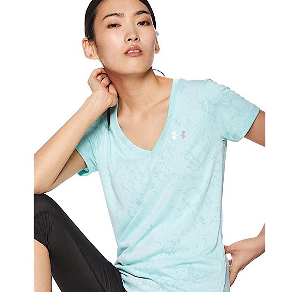 NWT Under Armour Women’s Tech Short Sleeve V-Neck Marble Jacquard
